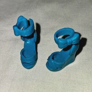 Barbie Blue Bow Ankle Strap Wedge‎ Heel Shoes Dress Up Pretend Play
